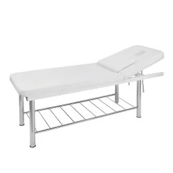 Weelko Massageliege 2-teilig PVC, Chromstruktur, verstellbare Rückenlehne, abnehmbares Kopfstützenkissen, Gesichtsloch - Weel...