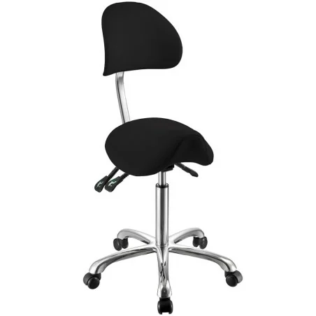 Taburete ergonómico Weelko Attrazione Black con respaldo y ruedas - Taburetes - Weelko