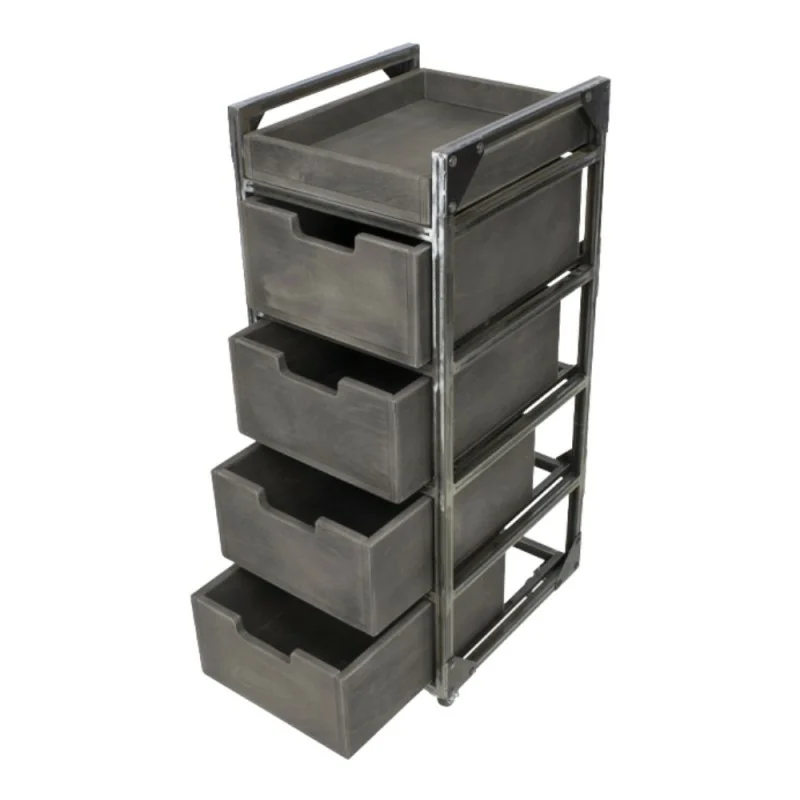 NeoBeauty Brixton Barber Cart: 4 Drawers, Swivel Wheels, Gray - Carritos barbería - NeoBeauty