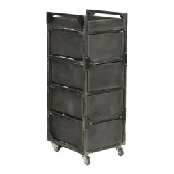 NeoBeauty Brixton Barber Cart: 4 Drawers, Swivel Wheels, Gray - Carritos barbería - NeoBeauty