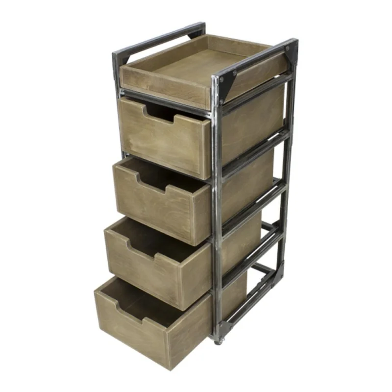 NeoBeauty Brixton Brown Barber Cart: 4 Drawers, Swivel Wheels - Carritos barbería - NeoBeauty