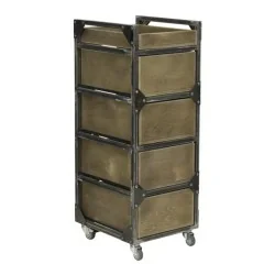 NeoBeauty Brixton Brown Barber Cart: 4 Drawers, Swivel Wheels - Carritos barbería - NeoBeauty