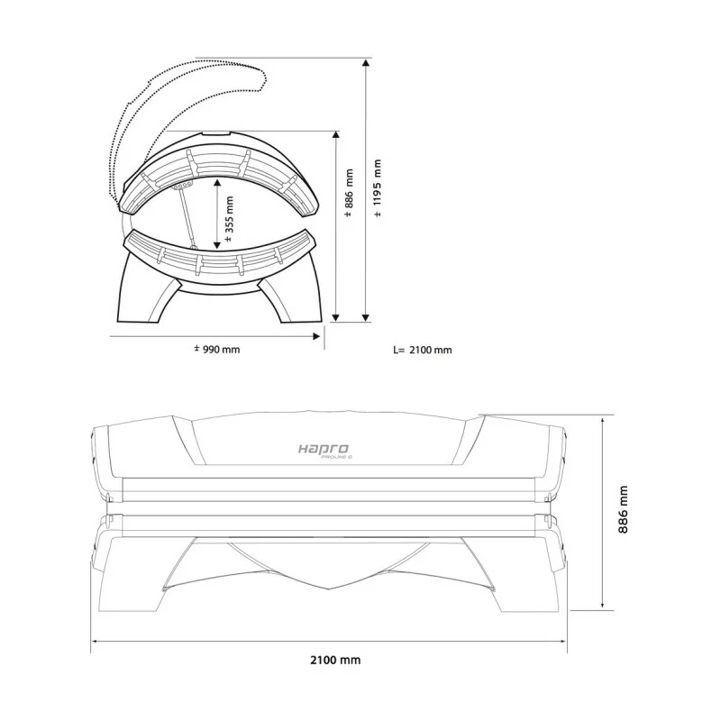 Solarium horizontal Hapro Proline 28/1 C Lounge Red - Hapro - Solariums intégraux