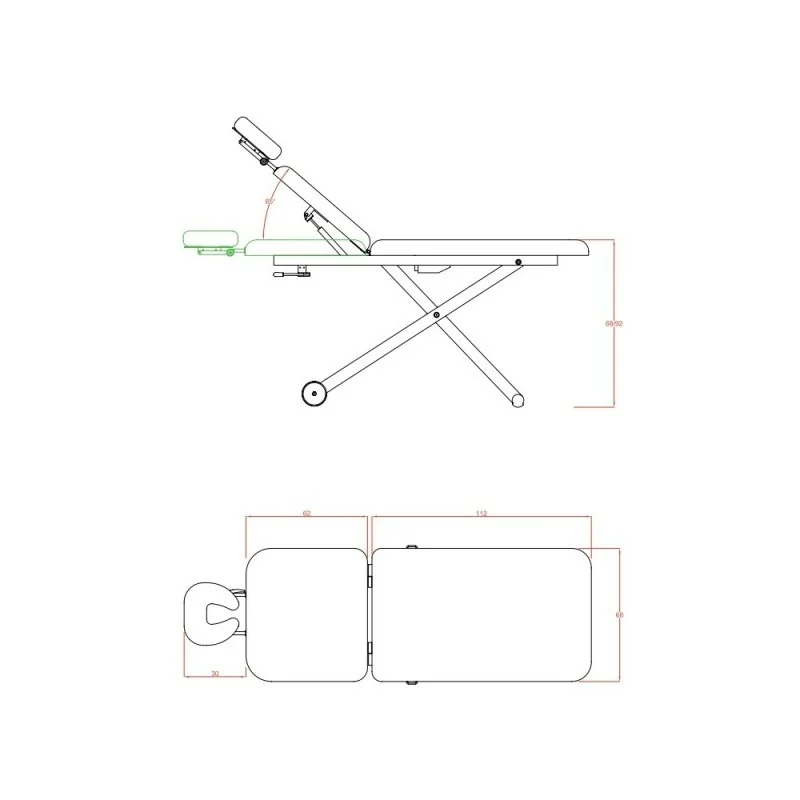 Weelko Latis Elektrische Massageliege PVC 1 Motor, Höhenverstellbar - Weelko - Elektrische Liegen