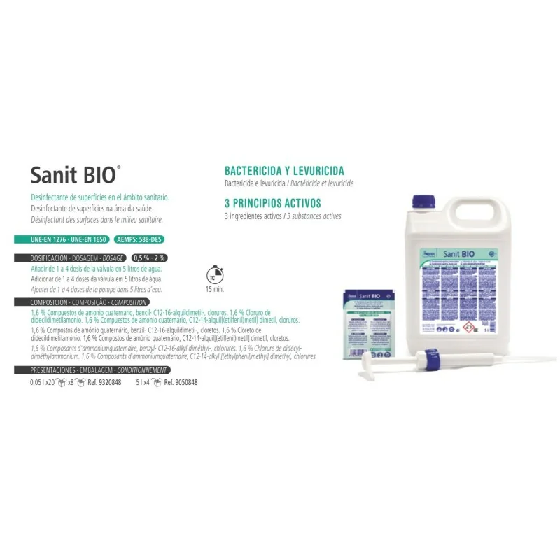 Sanit BIO Desinfetante especial para solários NOVO - 20 saquetas de 0,05L - Esterilizadores e desinfetantes - Proder