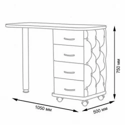 Table de Manucure Style avec Tiroirs et Roulettes - - tables de manucure